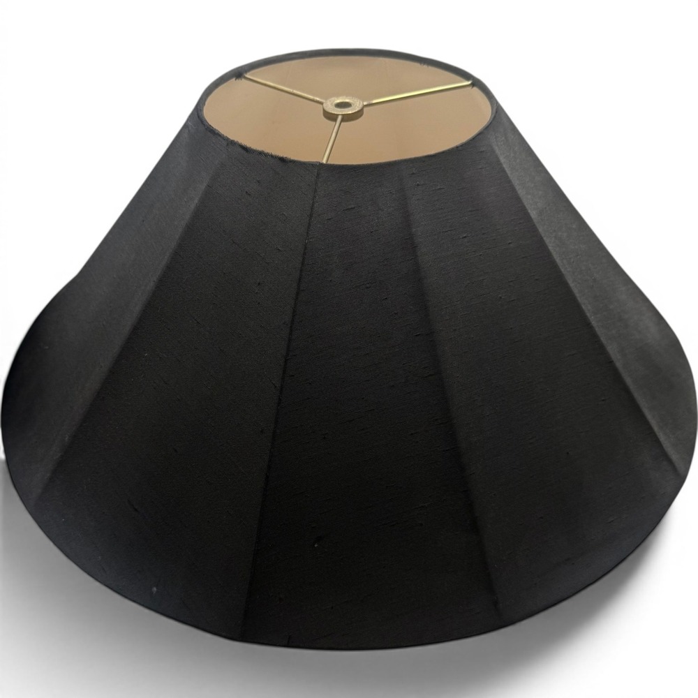 Vintage Frederick Cooper Black Shantung Bell Lamp Shade 20in Spider Fitter